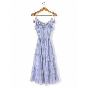 Lulus NWT Easily Adored Floral Maci Dress Size XL Blue Wedding Sundress Party